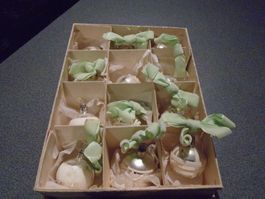 Weihnachtskugel silberfarbig, 12 Stück, verschieden weiss