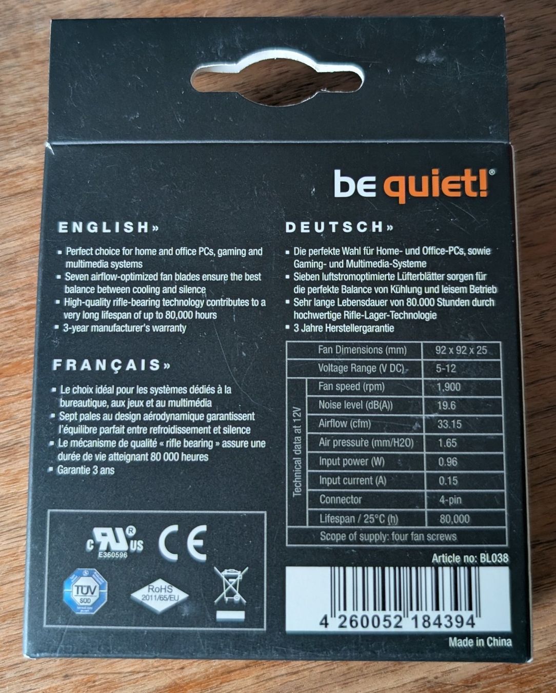 beQuiet! Ventilatori: Bequiet Lüfter PURE WINGS 2 – Nuovo e nell'imballaggio originale da Zürich venduto da tpf_cb58 1