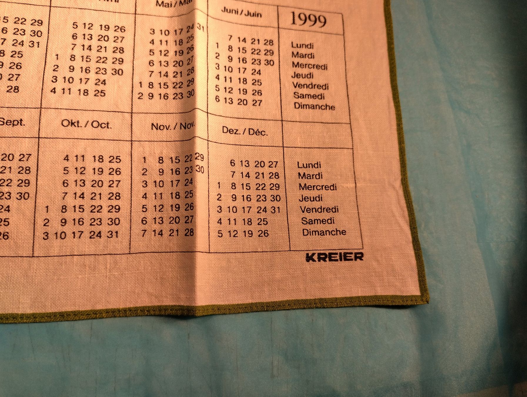 Kalender: Stoffkalender 1999, KREIER, Sonnenblumen – Gebraucht aus Bellach von JingleCherry 1