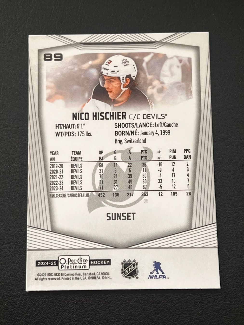NHL Carte collezionabili: Nico Hischier 2024 OPC Platinum Sunset New Jersey Devils – Nuovo (secondo la descrizione) da Möhlin venduto da SwissHockeyCards 1