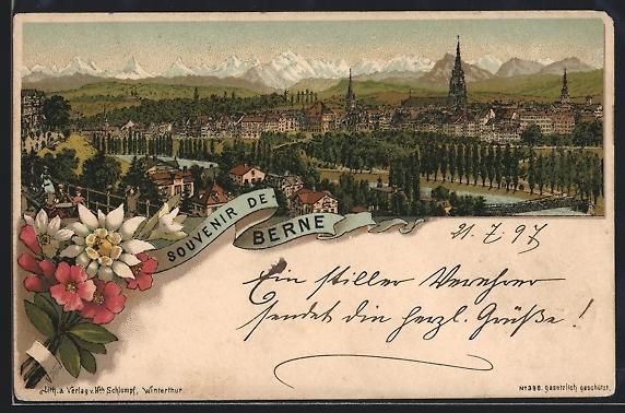 Cartes postales: Litho Bern, Totalansicht über die Däch – D'occasion à Berlin par bartko-reher