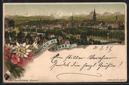 Litho Bern, Totalansicht über die Däch
