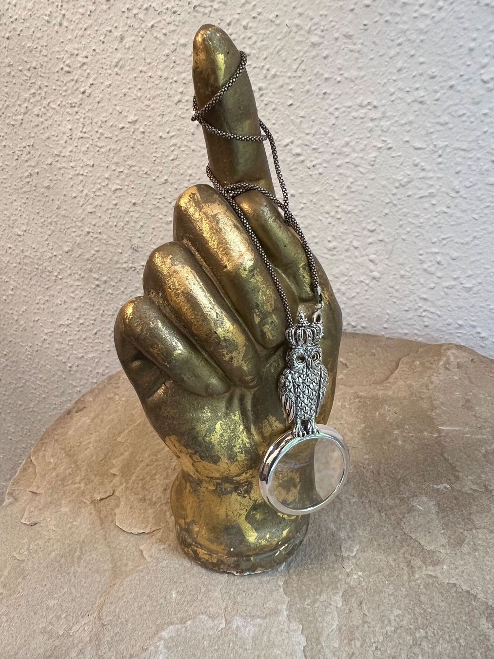 Ciondoli: Anhänger Lupe Eule Uhu mit Krone Sterling Silver 925 – Nuovo (secondo la descrizione) da Bern venduto da Jiffy 7
