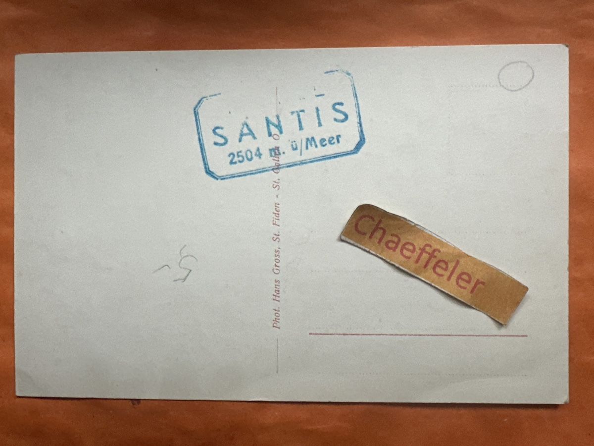 Cartoline postali: Gasthaus Säntis  u. Observatorium m. Lisengrat  – Usato da Zürich venduto da Chaeffeler 1