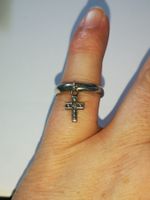 Silber Ring 925 mit kleinem Kreuz Anhänger (51.25 Grösse)