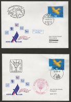 2001 2 Belege AeCS Grenchen Birrfeld Zug Luftpost