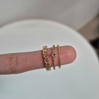 Ring Set goldfarben mit Stein 3 Stück