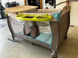 Reisebett Kinderbett mit Wickelaufsatz beige Punkte
52