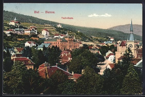 Cartes postales: AK Biel, Technikum im Ortsbild, 1914 – D'occasion à Berlin par bartko-reher