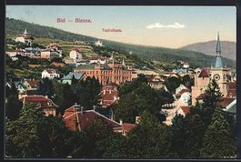 AK Biel, Technikum im Ortsbild, 1914