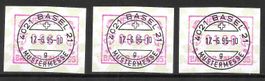 ATM Typ 10 Satz 3 Werte ET Vollstempel Basel 17.6.1995