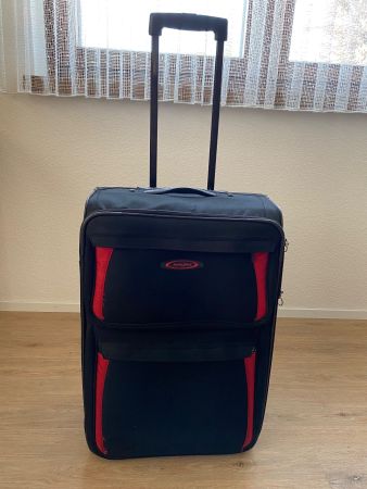 Reisekoffer schwarz mit 2 Rollen und Teleskopgriff