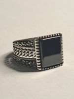 0008 - Bague en argent, Onyx, taille 57