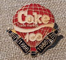L616 - Pin Ballon Coke Coca Cola 100 Jahre 1886 bis 1986