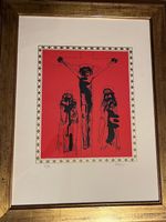 Magnifique œuvre d'art rare italienne "Crucifixion en rouge"
