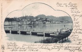 Gruss aus Luzern, Schweizerhofquai, Schifflände, gel. 1901