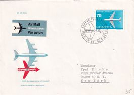 First Swissair DC-8 Jet Flight Zurich-Geneva-New York