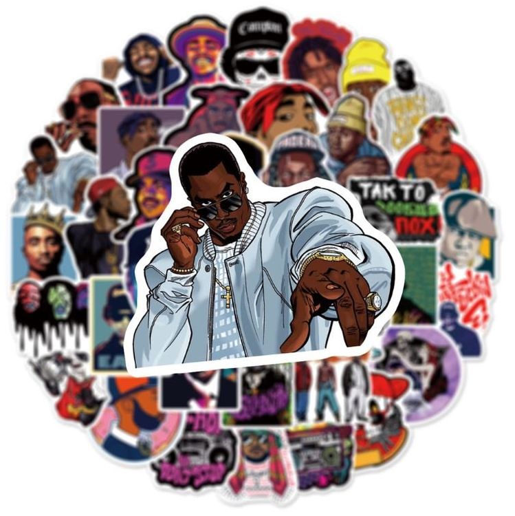 50 tlg Stickerset Rap HipHop 2Pac Jay-Z Notorious P Diddy (Neu und ...