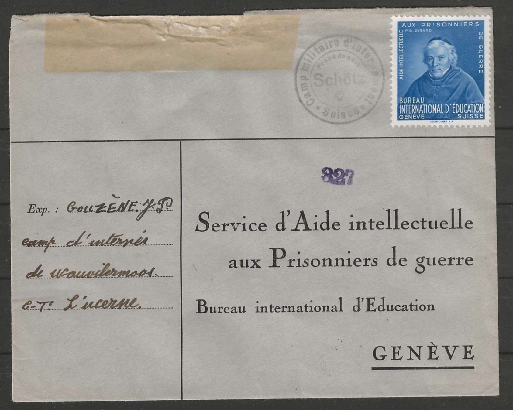 Tutti i francobolli: 1940 : Brief Interniertenpost Schötz mit BIE Vorläufer – Usato da Gümligen venduto da Geniusbuy