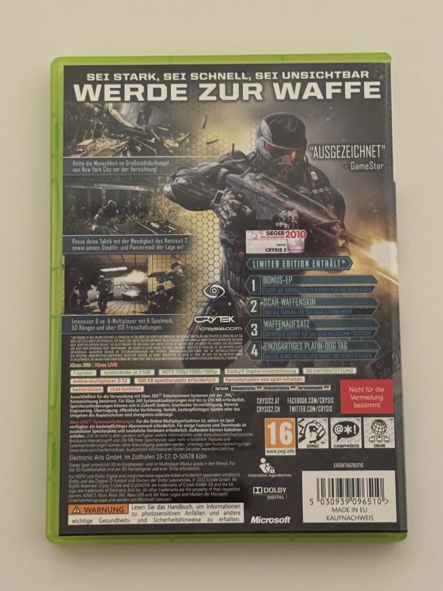 Microsoft Giochi: Crysis 2 - Xbox 360 - – Usato da Winterthur venduto da Kev_Scha14 1