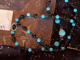 Natürliche feine Türkis/Onyx Edelsteinschmuck, Unisex, 45 cm