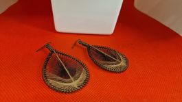 Vintage Ohrringe Tropfenform, goldfarben und schwarz,Top!