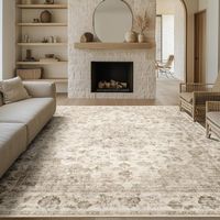 Vintage Teppich 200x300 cm beige waschbar rutschfest