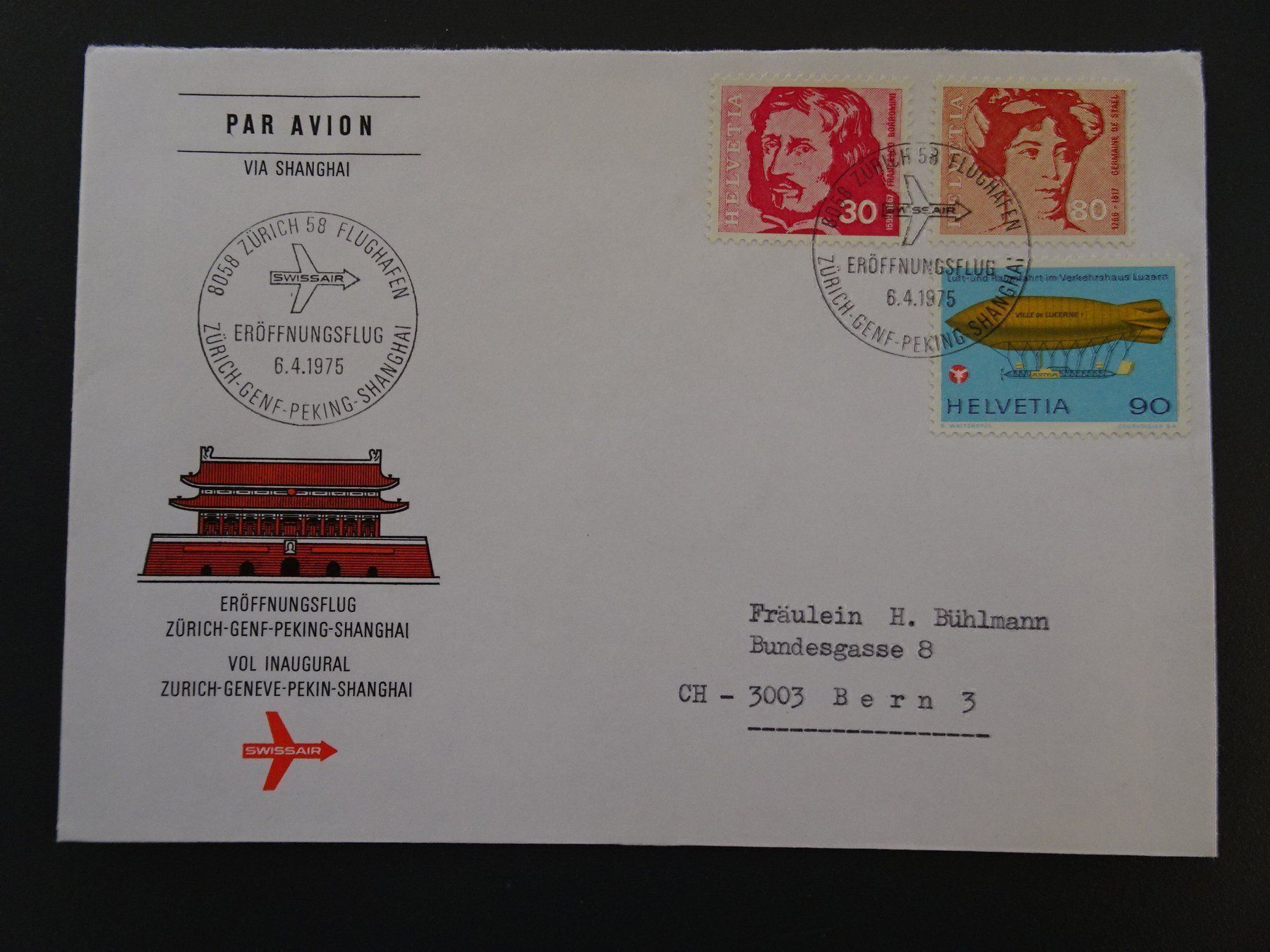 Alle Briefmarken: Eröffnungsflug 1975 – Gebraucht aus Aadorf von Chnorli-Furz 3