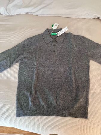 BENETTON Herrenpulli aus Schurwolle - Grösse M - grau - NEU