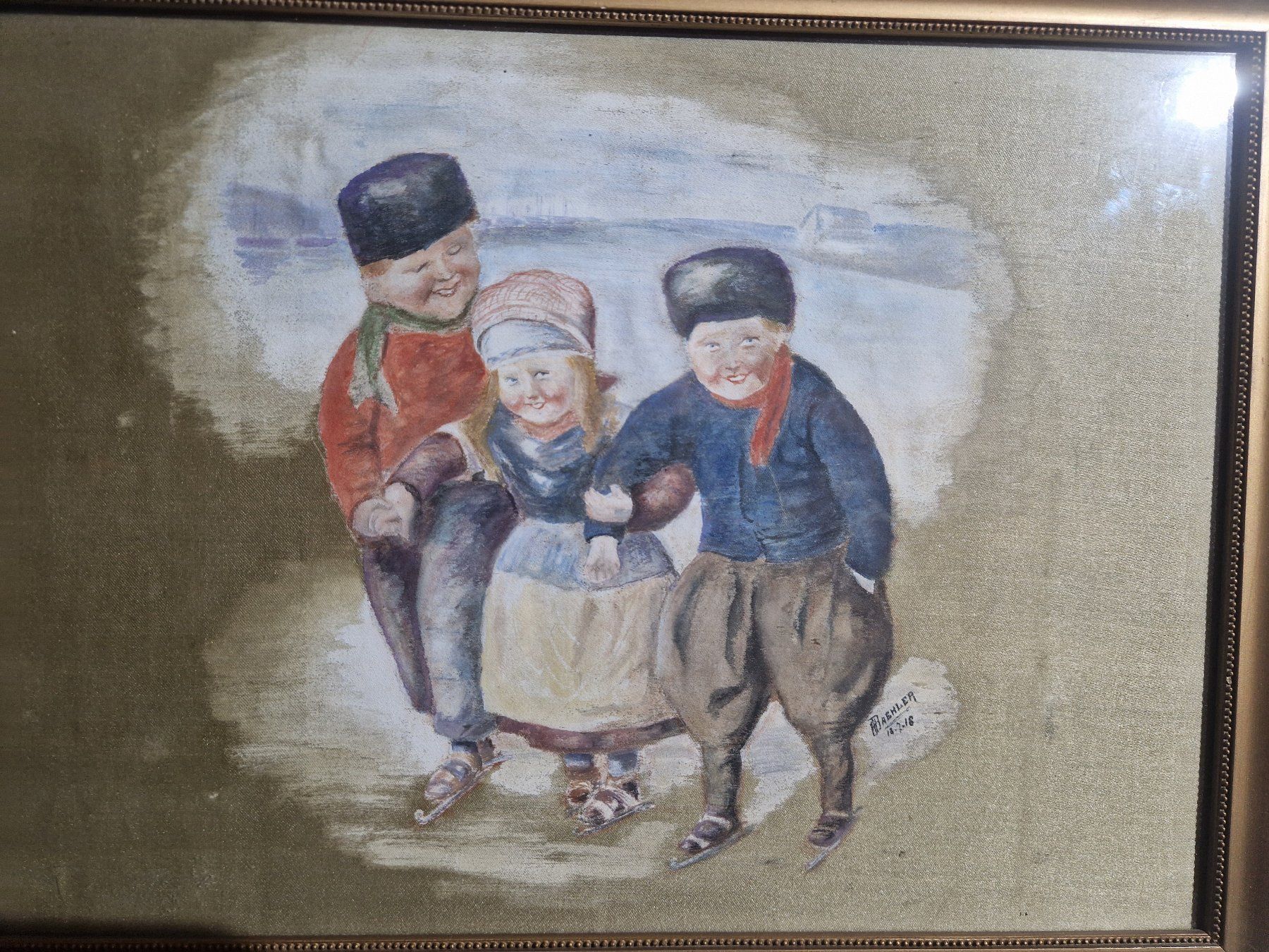 Gemälde: Bild Kinder 1916 "A Daehler* – Gebraucht aus Seedorf BE von Stibutz 1