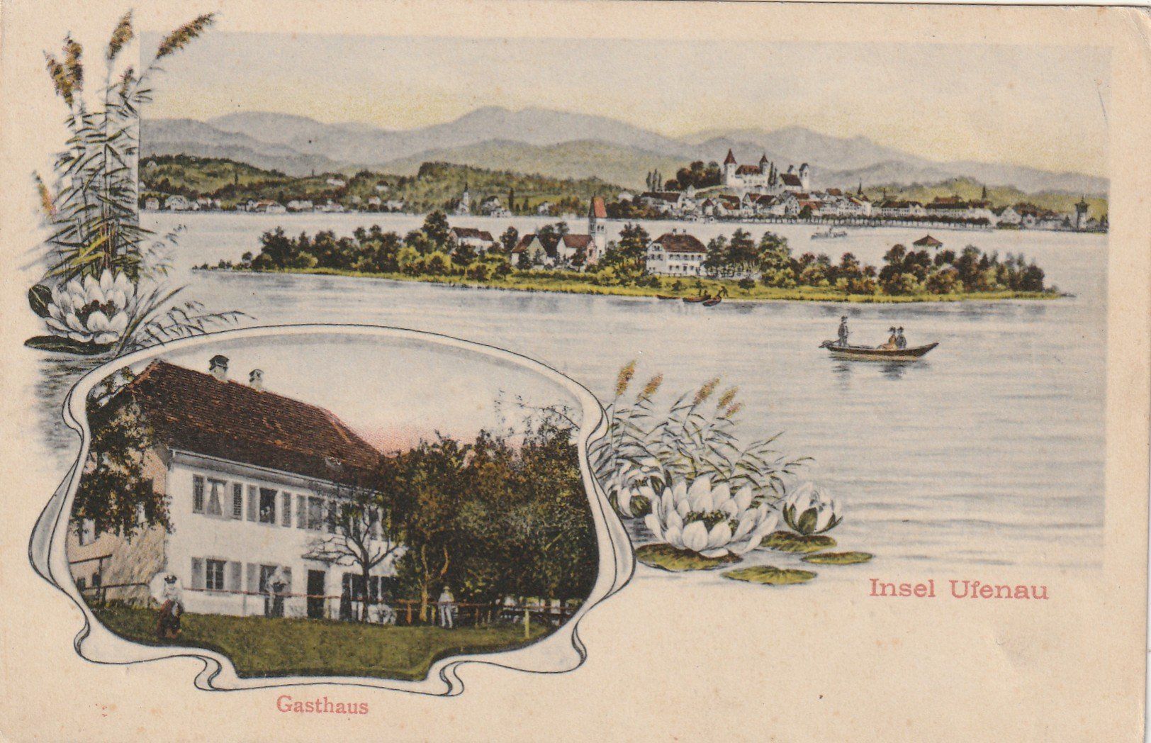 Ansichtskarten: Insel Ufenau 2-bildrig mit Gasthaus – Gebraucht aus Rorschacherberg von fratovi2