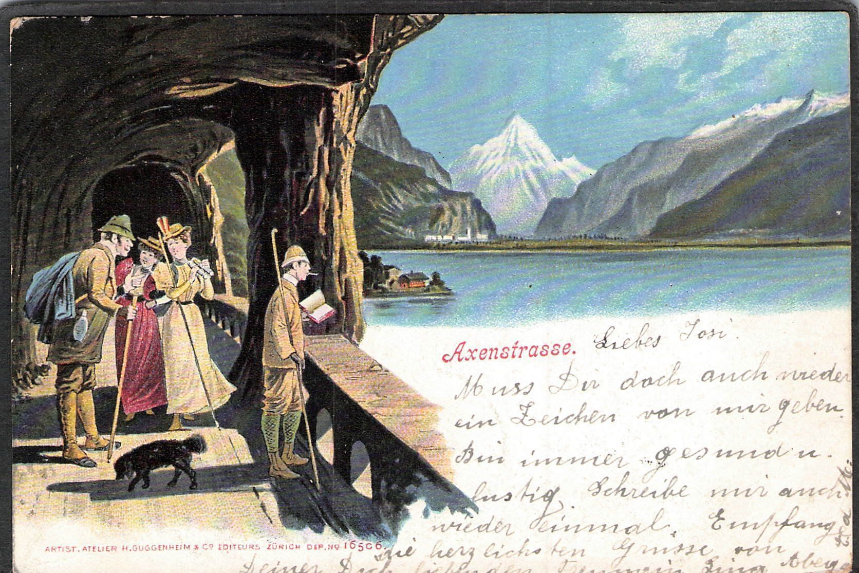 Cartoline postali: ^Axenstrasse , gel. 1905 – Usato da Reichenburg venduto da Pipo-67