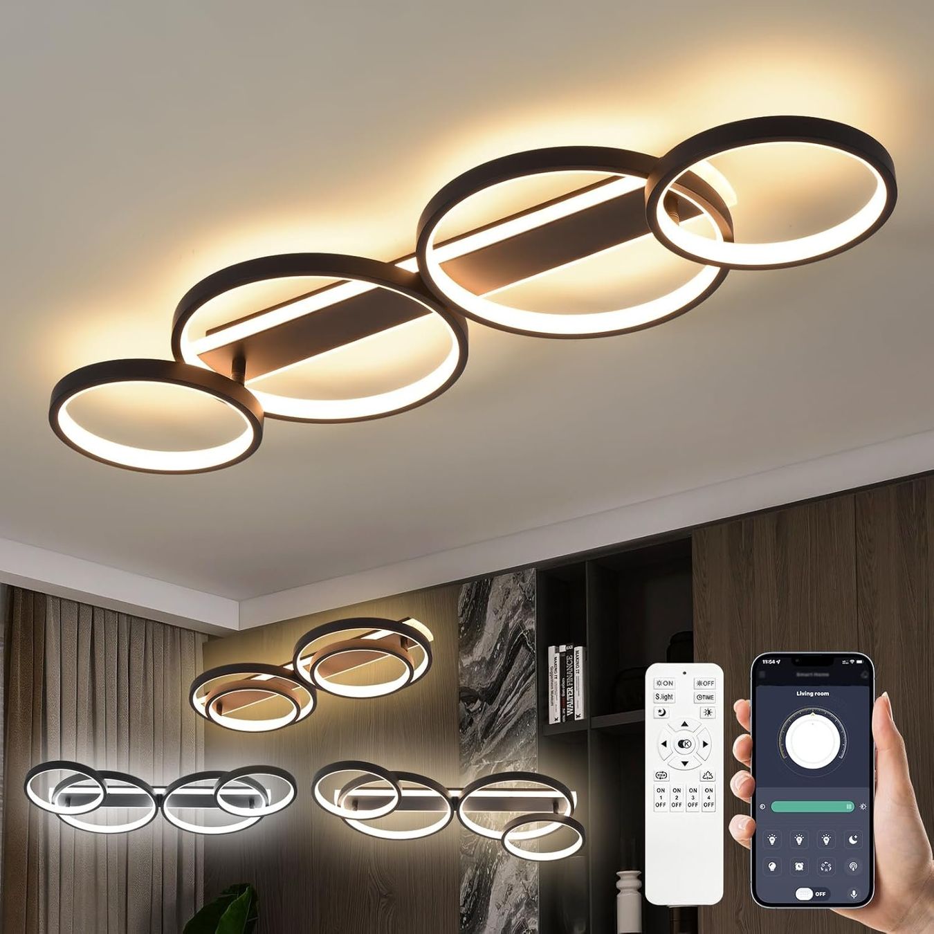 Kronleuchter & Deckenlampen: LED Deckenlampe dimmbar APP Fernbedienung 48W Schwarz – Neu und originalverpackt aus Neuhausen von apo_zn9s