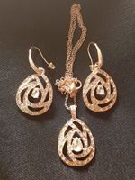 Schmuckset goldfarben mit Zirkonia (Kette & Ohrringe) 46 cm