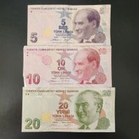 3 Banknoten 5, 10, 20 Türkische Lira