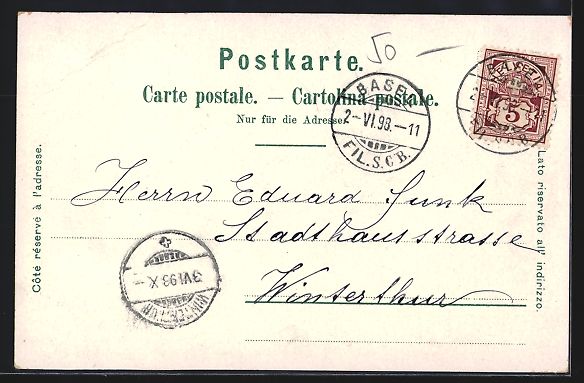 Cartoline postali: Litho Basel, Gesamtansicht, Theater, St. – Usato da Berlin venduto da bartko-reher 1