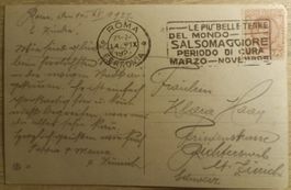 Lote sello Italia, 1927, Carta Postal Roma-Zurich,