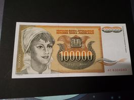Jugoslawien 100000 Dinara 1993, Sonnenblumen  NEU