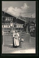 Appenzell, Ortsansicht mit Appenzellerin
