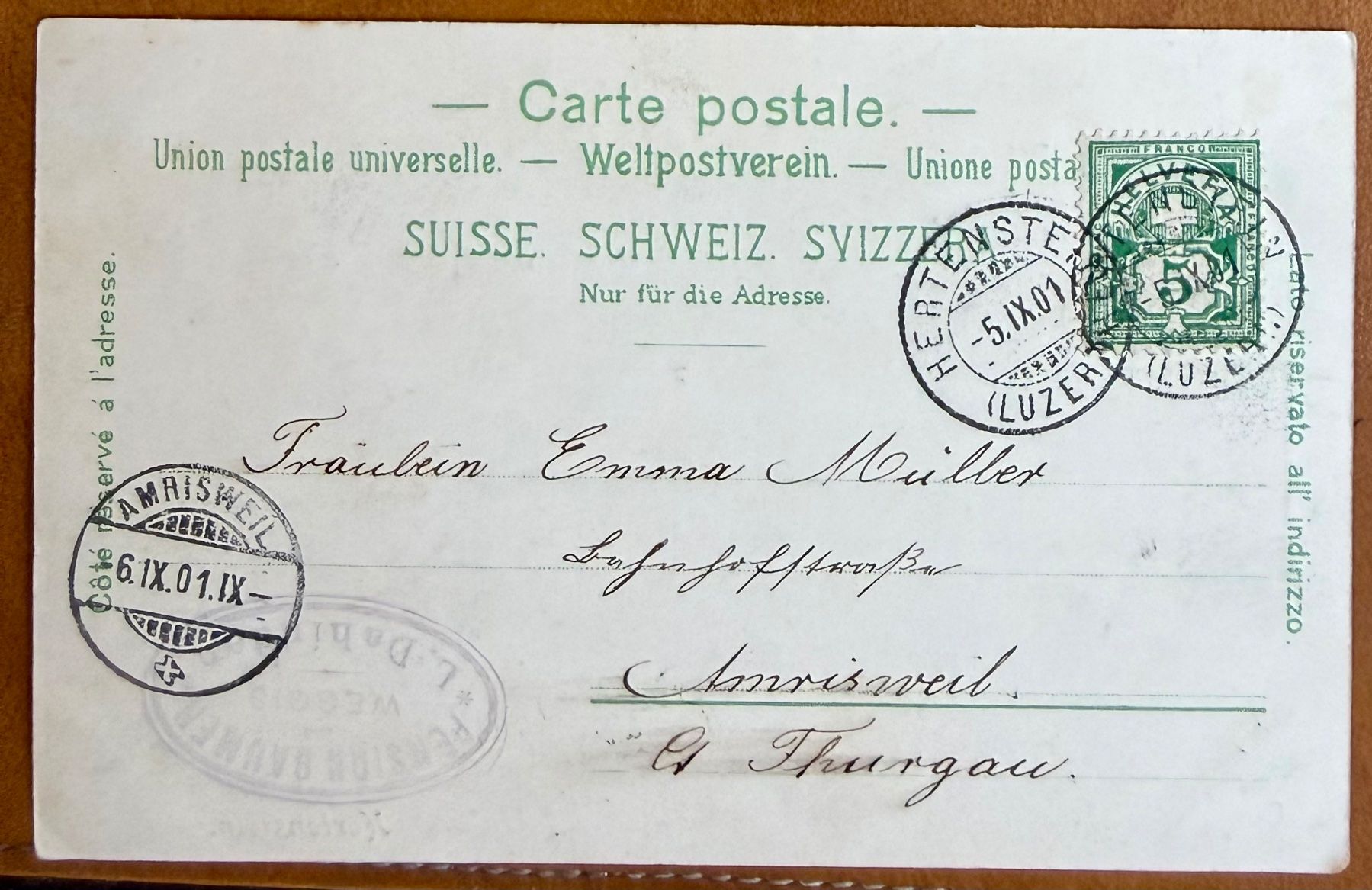 Cartoline postali: Weggis - Villa Hertenstein  - Litho 1901 – Usato da Lutry venduto da Ediego 1