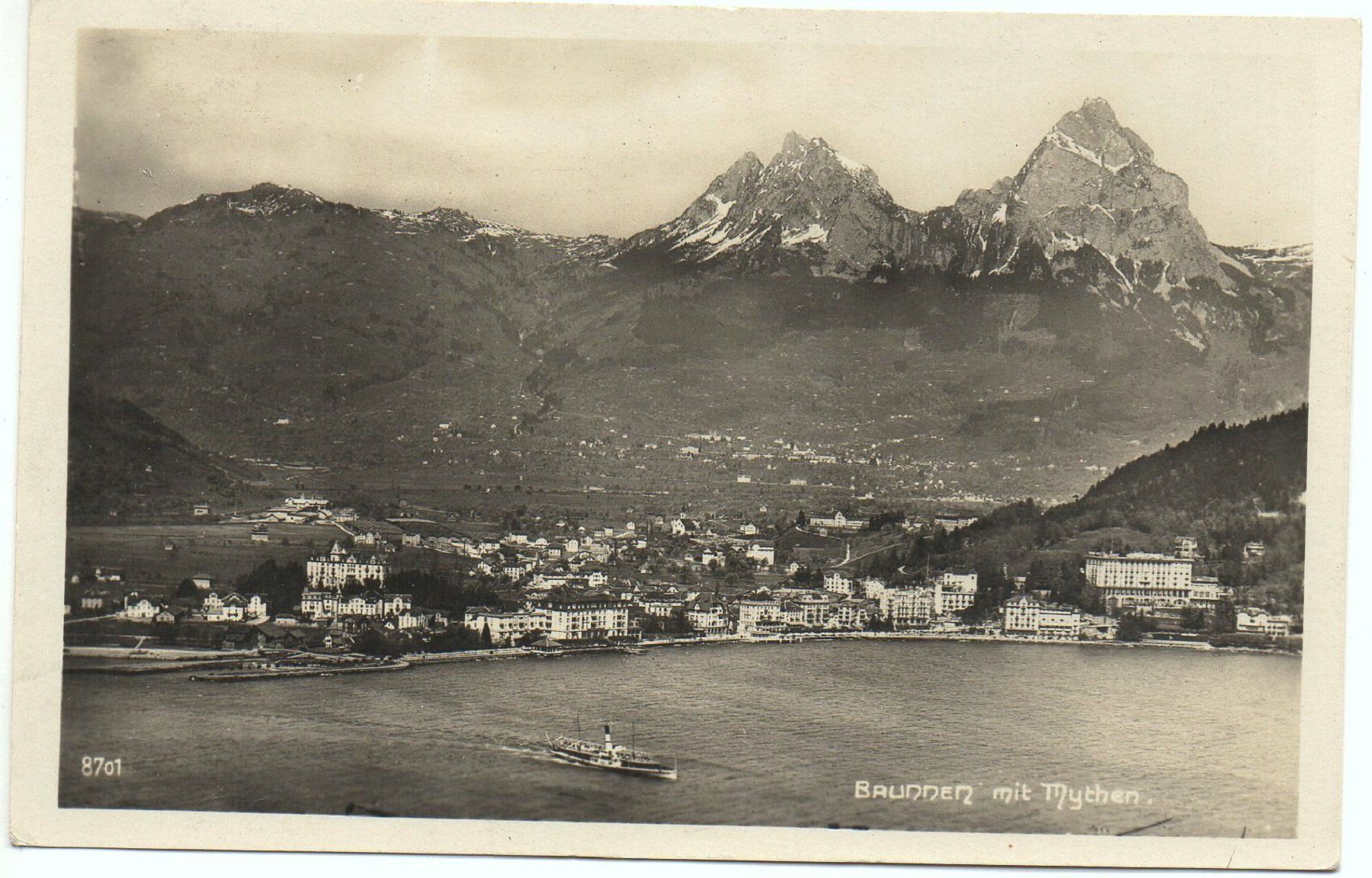 Cartoline postali: BRUNNEN mit Mythen - Dampfschiff – Usato da Jona venduto da philajona