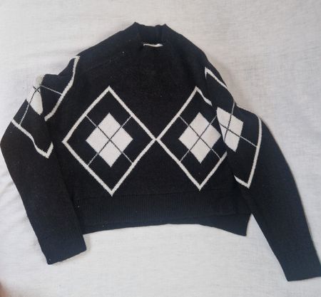 Tally Weijl Damen Pullover schwarz-weiss Karo Gr. XS /S