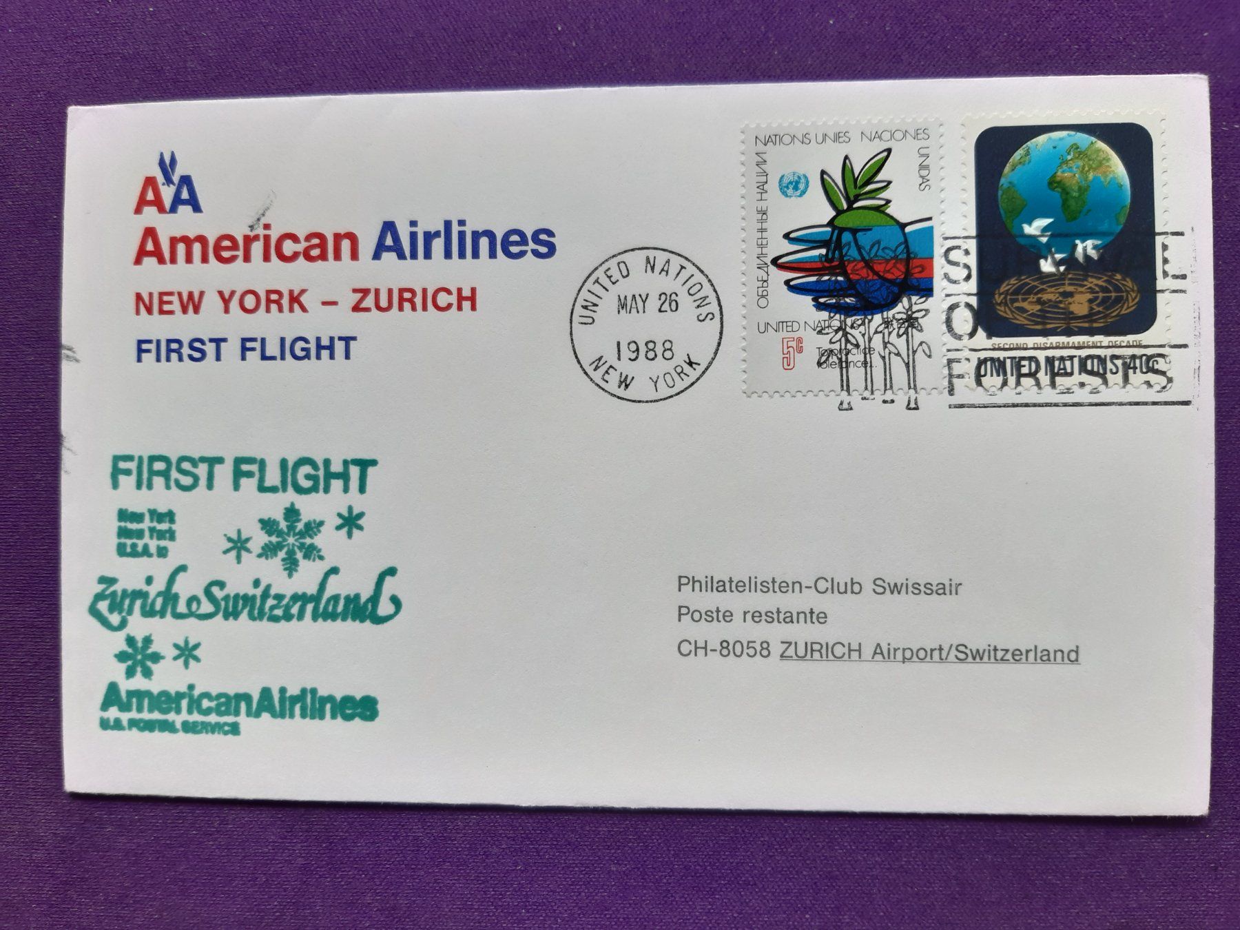 Tutti i francobolli: 9 UNO-Flugbriefe div. Destinationen siehe einzelne Bilder! – Nuovo (secondo la descrizione) da Wangs venduto da weisstannen01 6