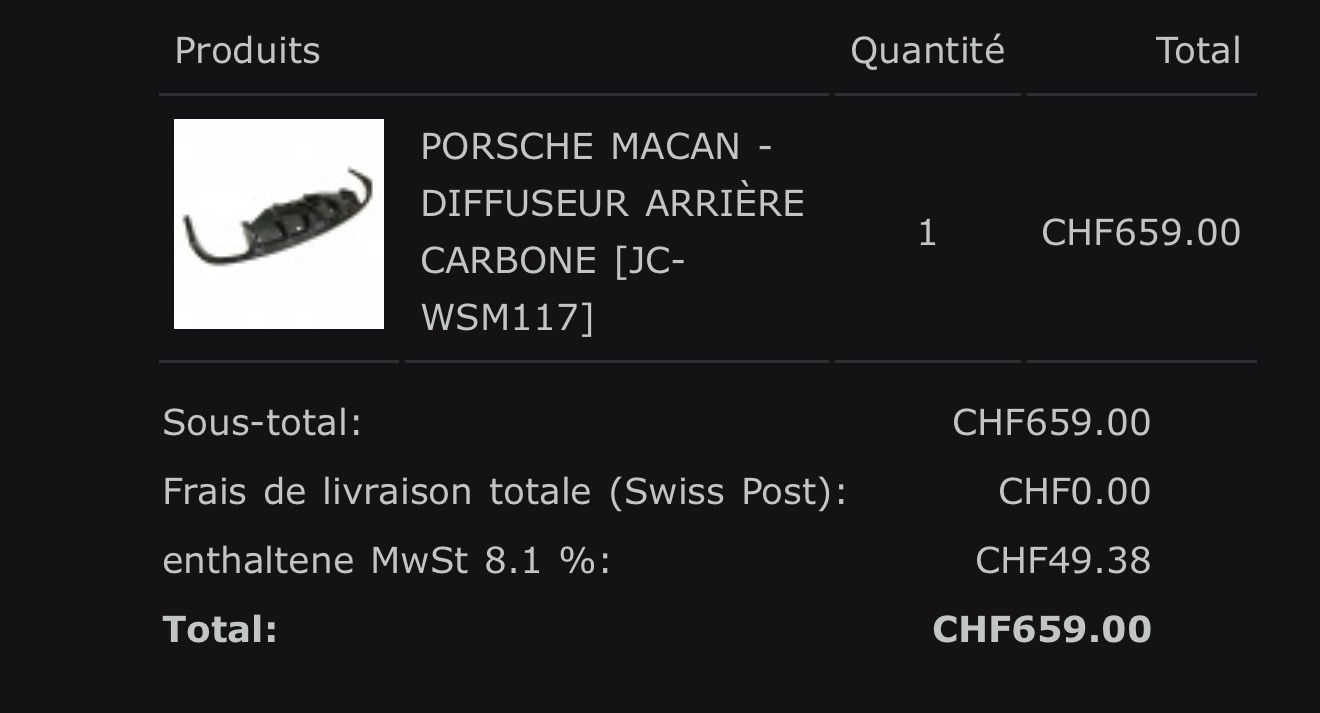 Porsche Toutes les pièces auto: Diffuseur en carbone Porsche macan gts – D'occasion à Rothrist par sak_69xl 2