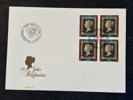 Enveloppe premier jour Liechtenstein 150 ans timbres 1990
