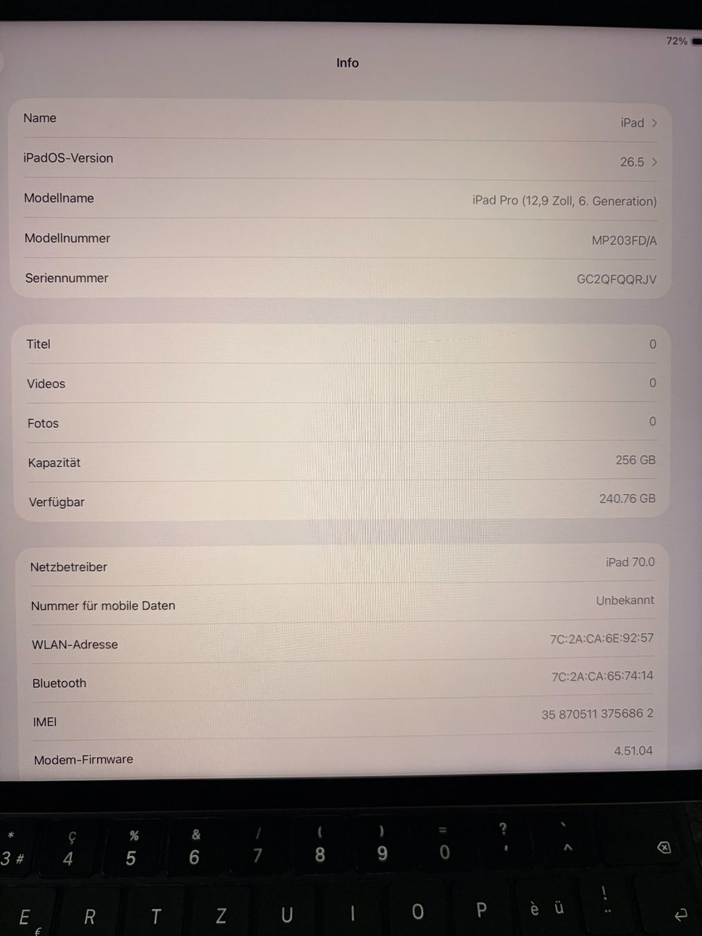 Apple Tablet PC: iPad Pro 12.9, 6th Gen, WLAN/Cell+MagicKB, Display Schaden – Usato da Wolfhausen venduto da vins_zh 7