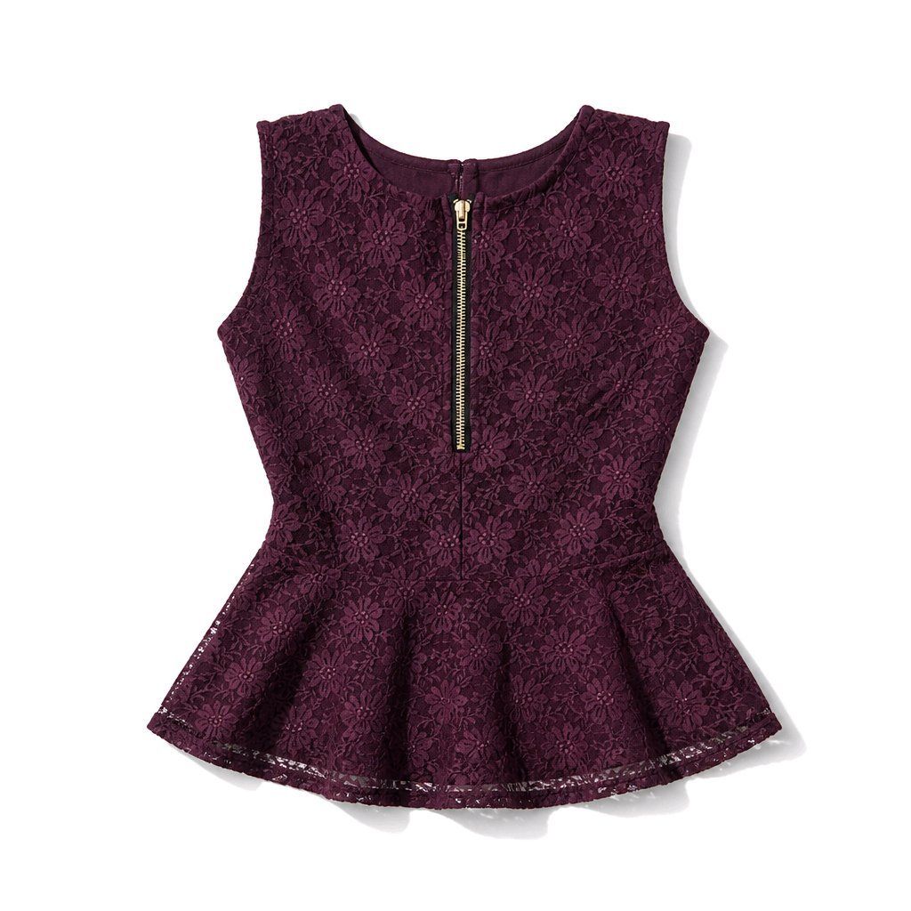 Vero Moda Top: Vero Moda Peplum Top bordeaux Spitzen Gr. S Schösschen – Usato da Füllinsdorf venduto da Sunnebliemli7 1