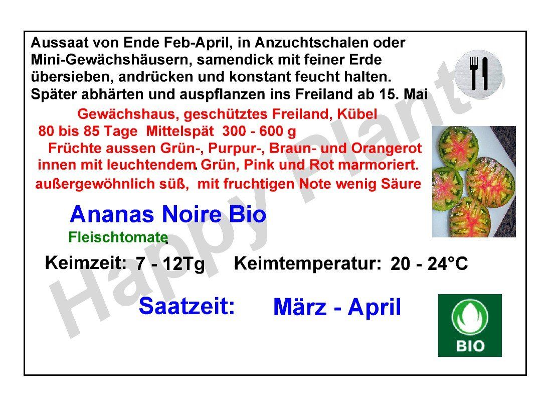 Pflanzen & Samen: Ananas Noire BIO - Fleischtomate - 15 Samen – Neu und originalverpackt aus Sumiswald von Cham14559 2