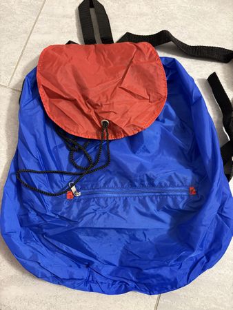 Retro Vintage Rucksack 80er/90er Blau/Rot