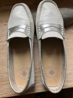 Mocassins blancs/argentés T 38 100% cuir